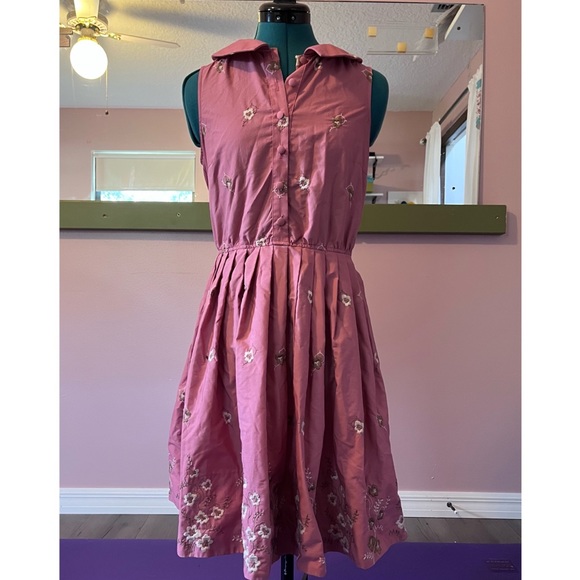 Betsey Johnson Pink Peter Pan Collared Floral Dress - Picture 1 of 6
